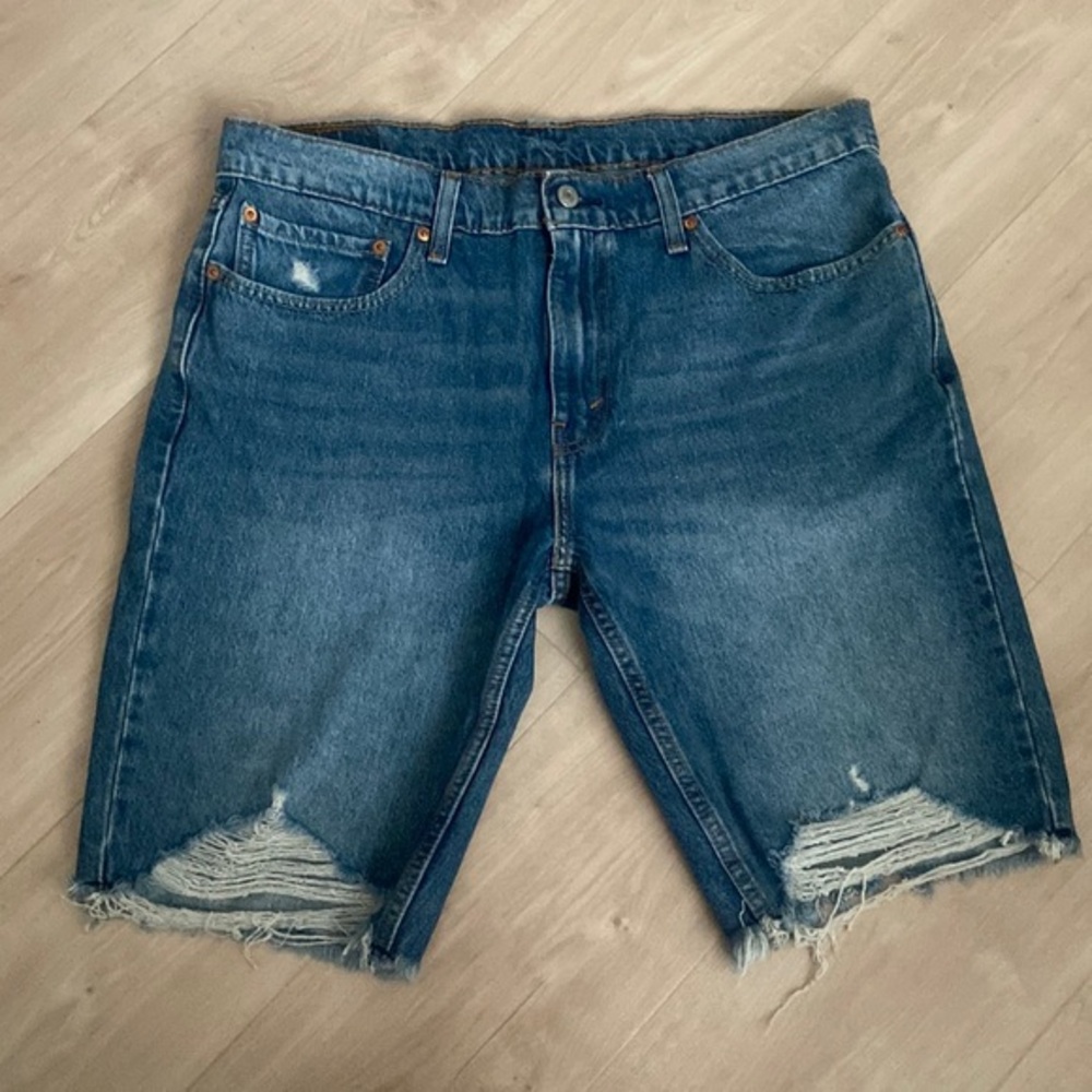 Levi's Distressed Blue Denim Jean Shorts